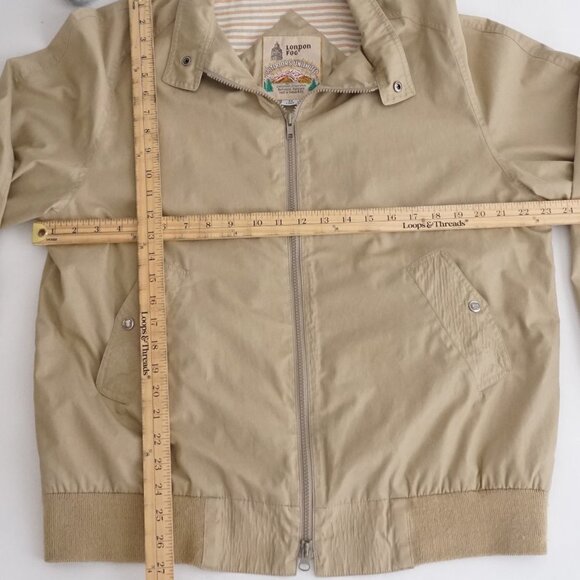 VTG 80s London Fog Outdoors Unlimited Taupe Zip Up Cotton Lined Bomber Coat 44L - Picture 3 of 8